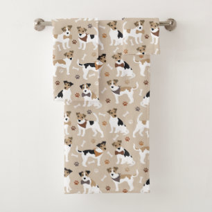 Jack Russell Terrier Paws and Bones Bath Towel Set