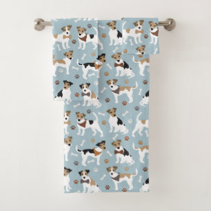 Jack Russell Terrier Paws and Bones Bath Towel Set