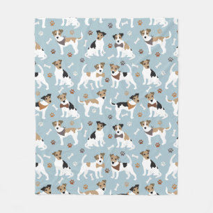 Jack Russell Terrier Paws and Bones Fleece Blanket