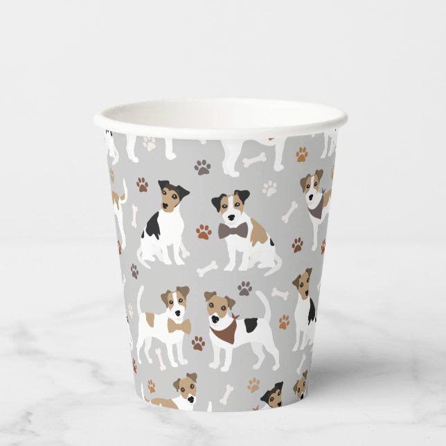 Jack Russell Terrier Paws and Bones Paper Cups (Front)