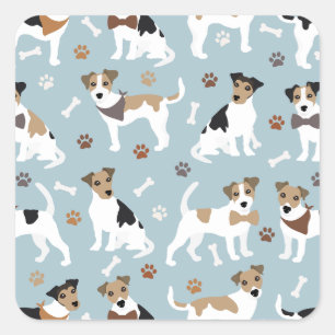 Jack Russell Terrier Paws and Bones Square Sticker