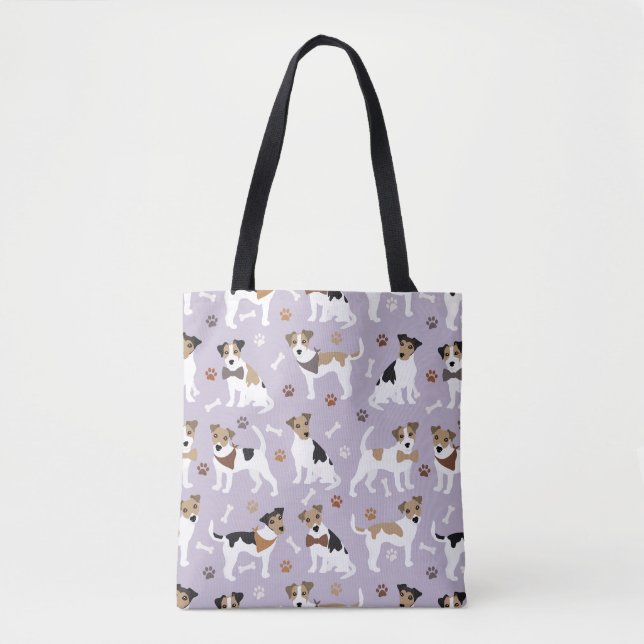 Jack Russell Terrier Paws and Bones Tote Bag (Front)