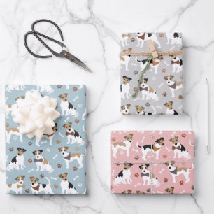 Jack Russell Terrier Paws and Bones Wrapping Paper Sheet