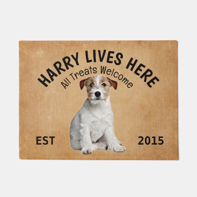 Jack Russell Terrier Personalised Dog Lover  Doorm Doormat (Front)