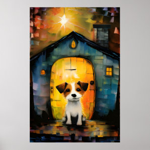 Jack Russell Terrier Puppy in His Cosy House Poster