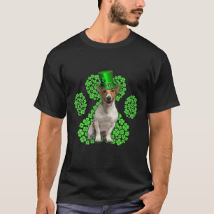 Jack Russell Terrier Shamrock Paw Clovers St Patri T-Shirt