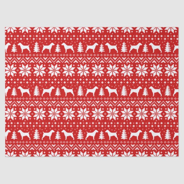 Jack Russell Terrier Silhouettes Christmas Pattern Tissue Paper (Front)