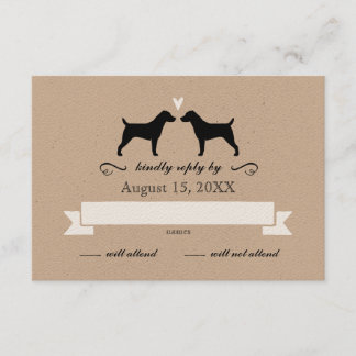 Jack Russell Terrier Silhouettes Wedding RSVP Card