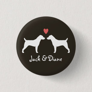 Jack Russell Terrier Silhouettes with Heart 3 Cm Round Badge