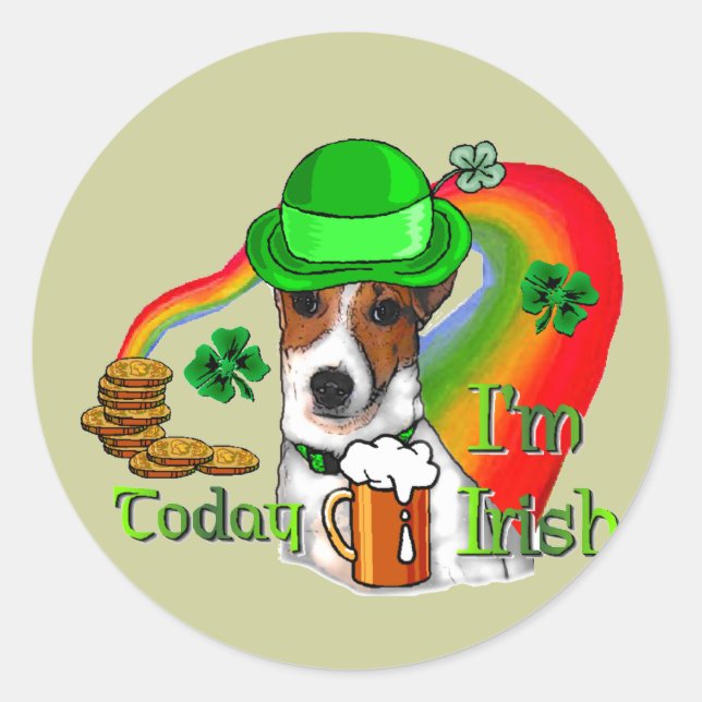 Jack Russell Terrier St Pats Classic Round Sticker (Front)