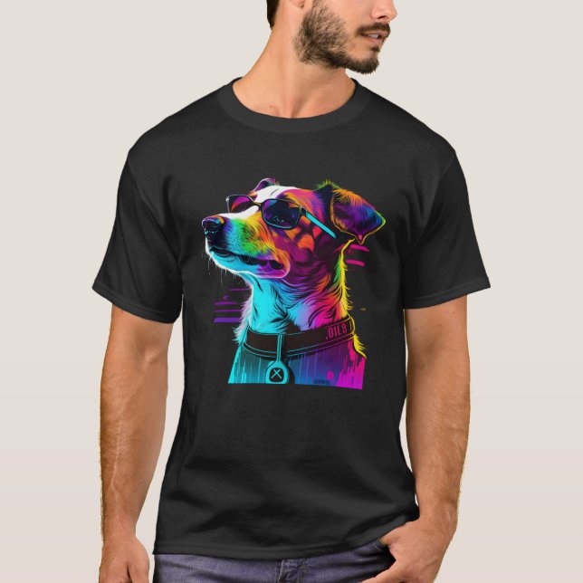 Jack Russell Terrier Synthwave  1 T-Shirt (Front)