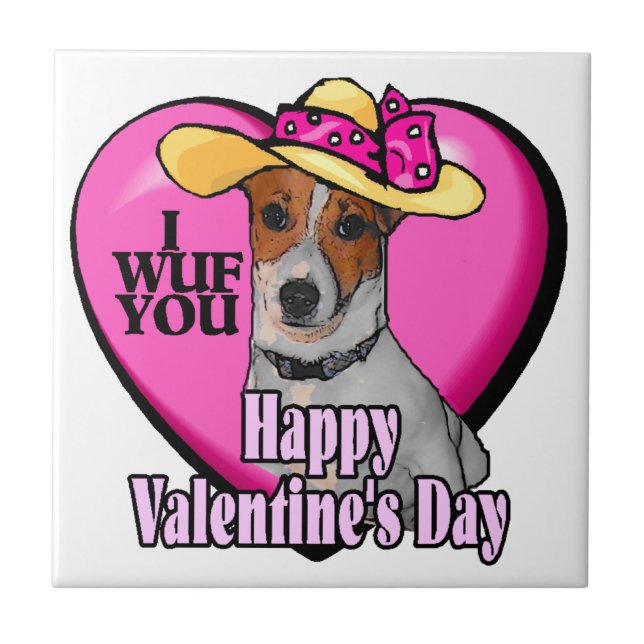 Jack Russell Terrier Valentine's Day Tile (Front)