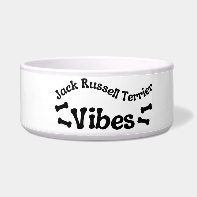 Jack Russell Terrier Vibes Ceramic Dog Bowl  (Left)