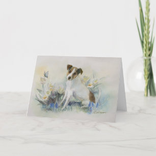 Jack Russell Terrier Watercolor Dog Painting Card