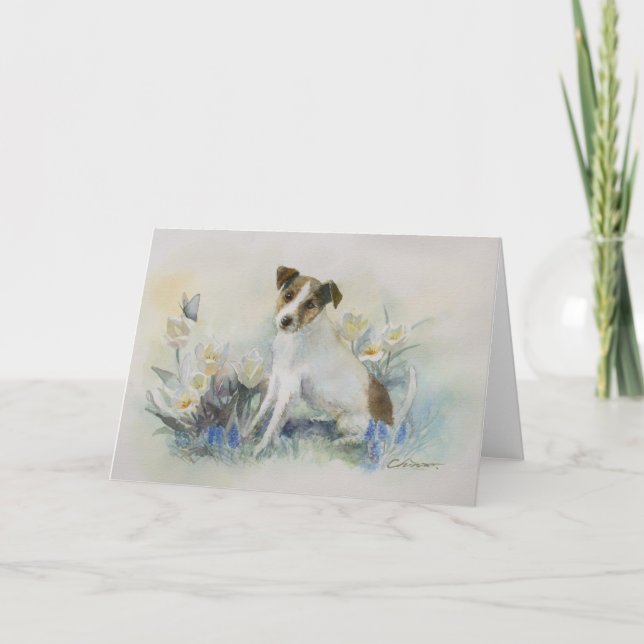 Jack Russell Terrier Watercolor Dog Painting Card (Front)