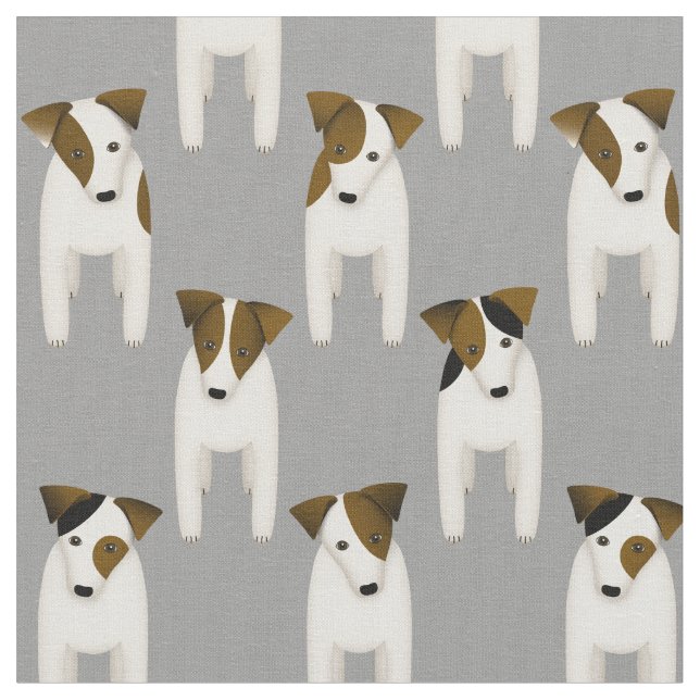 Jack Russell Terriers good dogs standing waiting Fabric (Close Up)