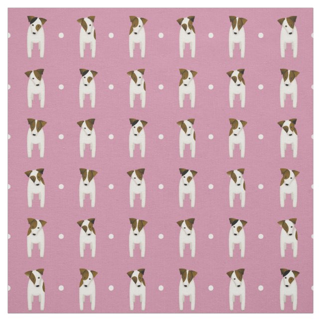 Jack Russell Terriers pin dot dusty rose any colou Fabric (Swatch)