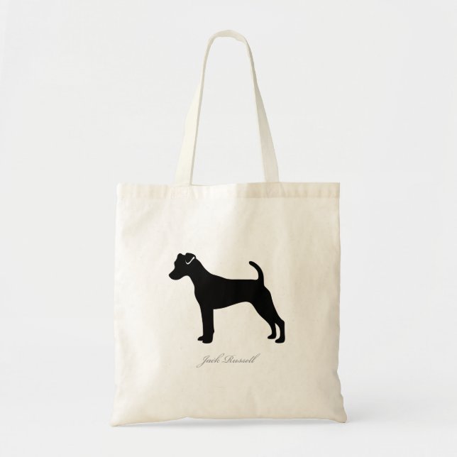 Jack Russell Tote Bag (black silhouette) (Front)
