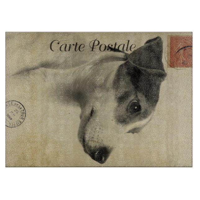 Jack Russell Vintage Postcard Cutting Board (Front)