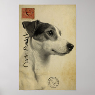Jack Russell Vintage Postcard Poster