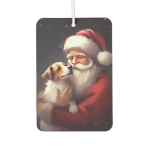 Jack Russell With Santa Claus Festive Christmas Car Air Freshener