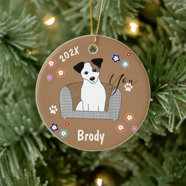 Jack Russell Xmas Ceramic Tree Decoration (Tree)