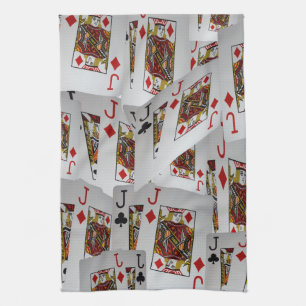 "Jack’s Wild: A Scatter of Poker Cards" Tea Towel