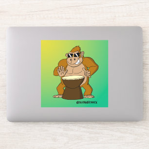 Jack the Funky Gorilla Cartoon Drummer Sticker