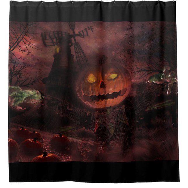 Jack The Pumpkin Scarecrow Shower Curtain (Front)