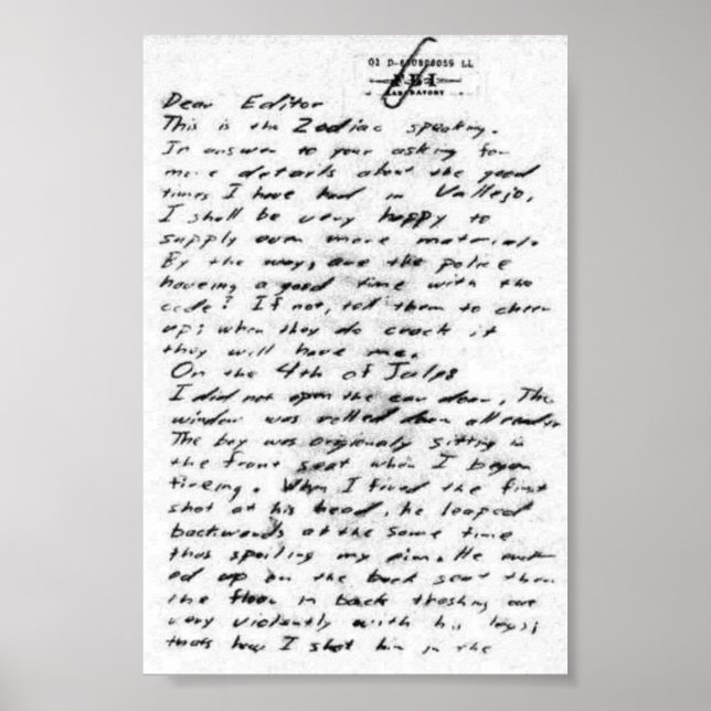 Jack The Ripper Letter Poster (Front)