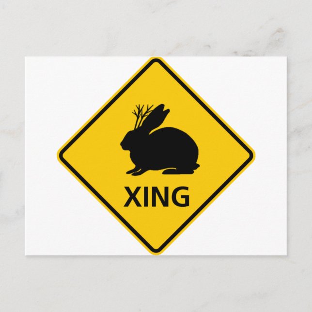 Jackalope Crossing Highway Sign Postcard (Front)