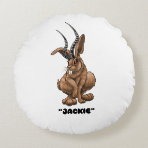 Jackalope “Jackie” Cryptid Round Cushion