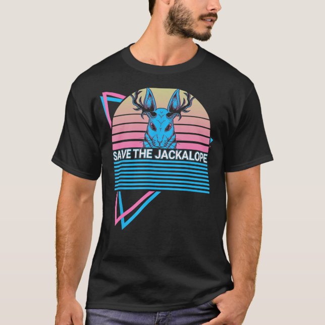 Jackalope Retro Cryptid Cryptozoology Save The Jac T-Shirt (Front)