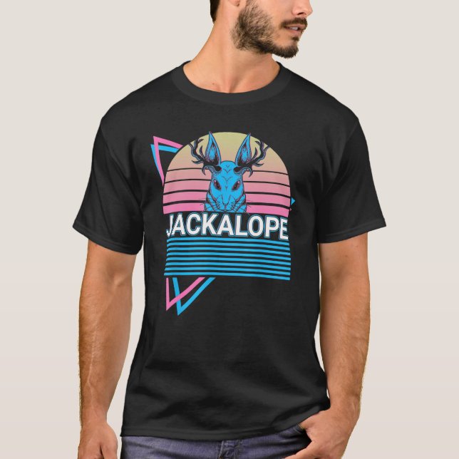 Jackalope Retro Cryptid Cryptozoology T-Shirt (Front)