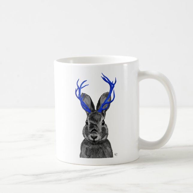Jackalope with Blue Antlers Coffee Mug (Right)