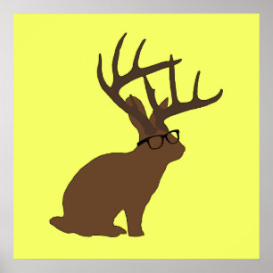 jackalope with glasses poster