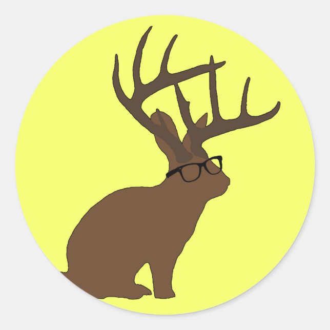 jackalope with glasses sticker (Front)