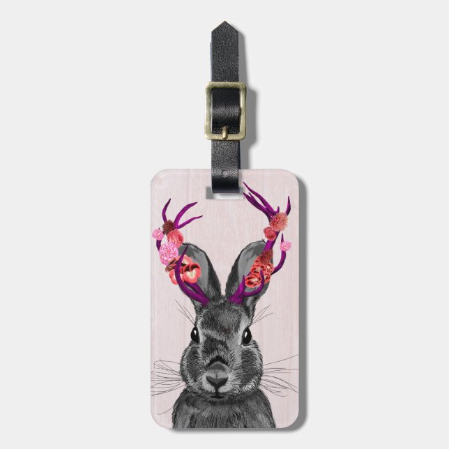 Jackalope with Pink Antlers 2 Luggage Tag (Front Vertical)