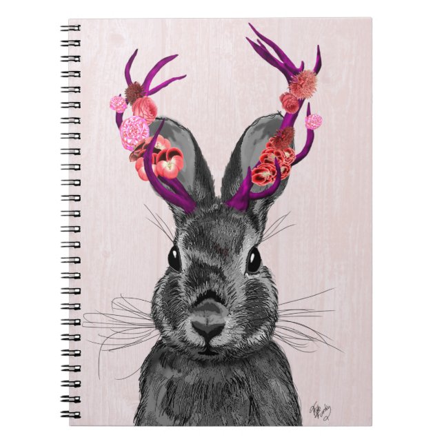 Jackalope with Pink Antlers 2 Spiral Notebook (Front)