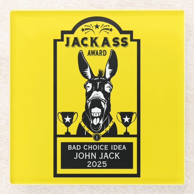 Jackass Award Glass Coaster (Front)