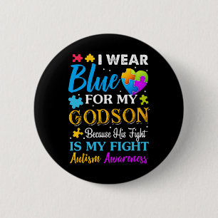 Jackchel Art I Wear Blue For My Godson Autism Godm 6 Cm Round Badge