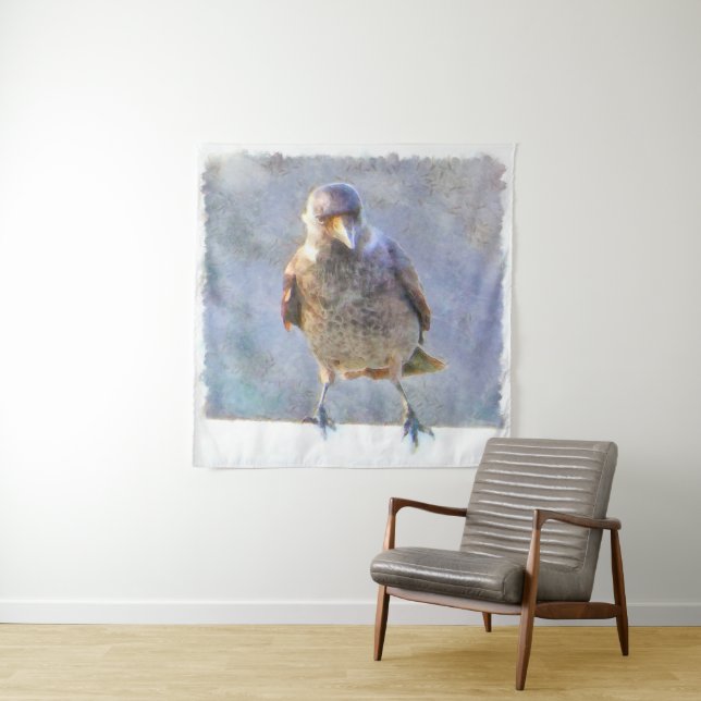 Jackdaw Watercolor Tapestry (In Situ (Horizontal))