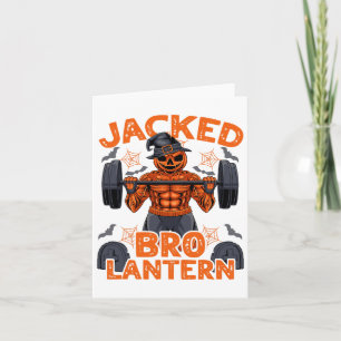 Jacked Bro Lantern Halloween Pumpkin Weightlifting Card
