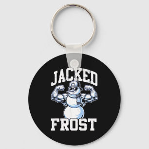 Jacked Frost Muscular Snowman Vintage Gym  Key Ring