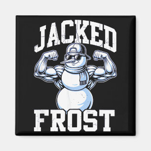 Jacked Frost Muscular Snowman Vintage Gym  Magnet