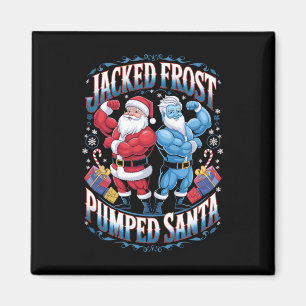 Jacked Frost Pumped Santa Claus Christmas Gym Work Magnet