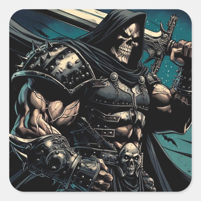 Jacked Necromancer Warrior Square Sticker (Front)