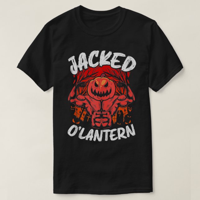 Jacked O Lantern Halloween Weightlifting Muscle Wo T-Shirt (Design Front)