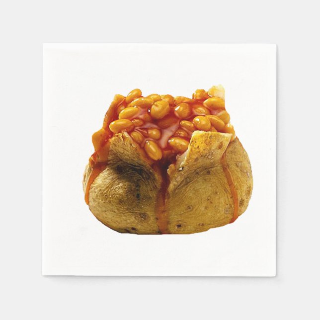 "Jacket potato and beans" design paper napkins (Front)
