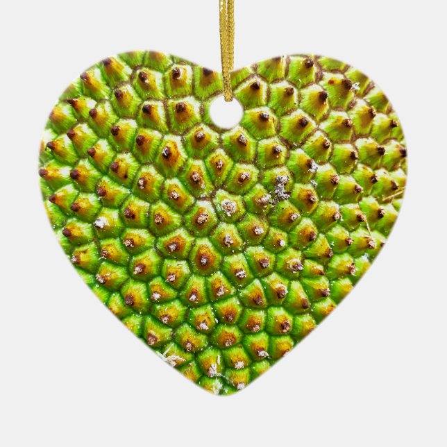 Jackfruit Dble-sided Heart Ornanent Ceramic Tree Decoration (Front)